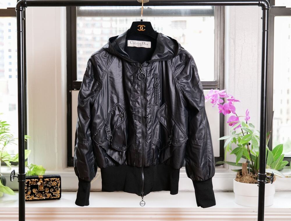 Christian Dior Vintage Black 2004 Windbreaker Bomber Jacket (Size FR 36)